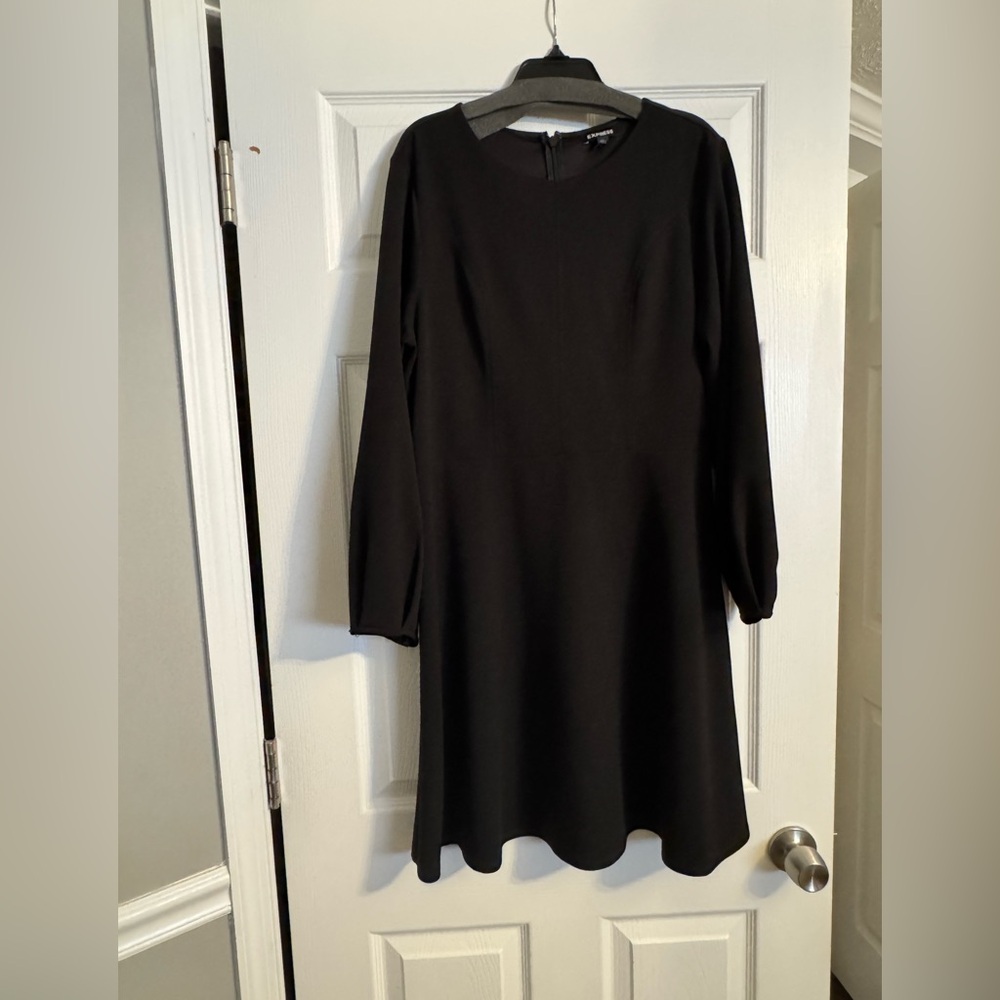 Express Black A-Line Dress with Bishop Sleeves